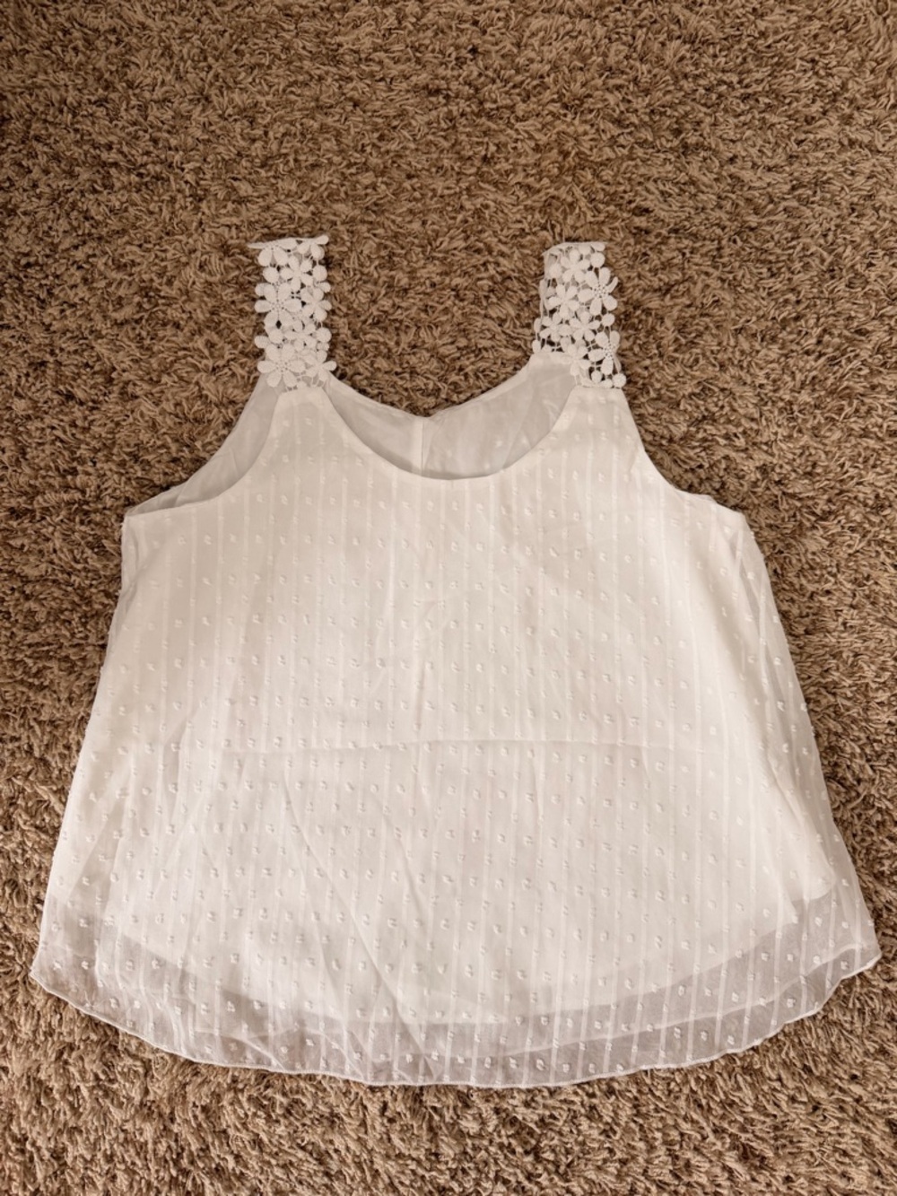 Women's White Lace Strap Sleeveless Blouse